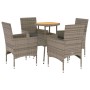 5-teiliges Garten-Essset mit Kissen aus grauem Akazien-PE-Rattan von vidaXL, Gartensets - Ref: Foro24-3278732, Preis: 287,70 ...