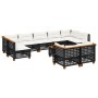 Gartensofa-Set 10-teilig mit schwarzen synthetischen Rattankissen von vidaXL, Gartensets - Ref: Foro24-3261998, Preis: 727,22...