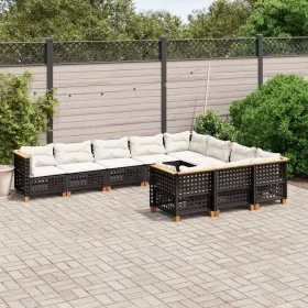 Garden sofa set 10 pieces with black synthetic rattan cushions by vidaXL, Garden sets - Ref: Foro24-3262034, Price: 805,73 €,...