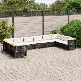 Garden sofa set 10 pieces with black synthetic rattan cushions by vidaXL, Garden sets - Ref: Foro24-3262022, Price: 805,73 €,...