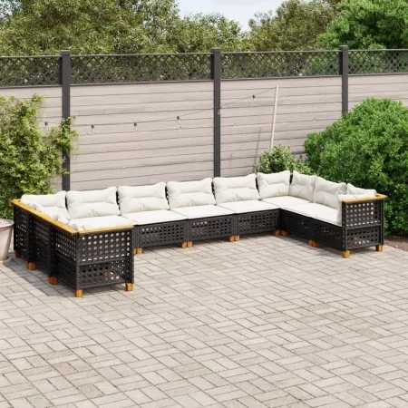 Garden sofa set 10 pieces with black synthetic rattan cushions by vidaXL, Garden sets - Ref: Foro24-3262022, Price: 805,73 €,...