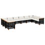 Gartensofa-Set 10-teilig mit schwarzen synthetischen Rattankissen von vidaXL, Gartensets - Ref: Foro24-3262022, Preis: 725,47...
