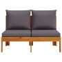 Garden sofa without armrests with cushions 2 seater acacia wood by vidaXL, Modular outdoor sofas - Ref: Foro24-367631, Price:...