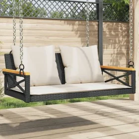 Swing bench with black synthetic rattan cushions 109x62x40 cm by vidaXL, garden benches - Ref: Foro24-368155, Price: 122,20 €...