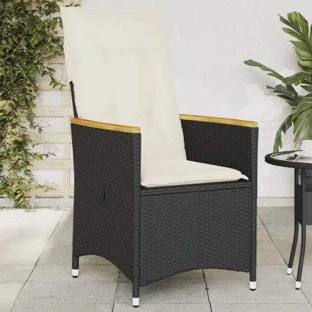 Gartenliege mit schwarzen synthetischen Rattankissen von vidaXL, Gartenstühle - Ref: Foro24-365643, Preis: 131,54 €, Rabatt: %