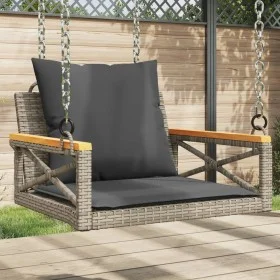 Schaukelbank mit grauen synthetischen Rattankissen 63x62x40 cm von vidaXL, Gartenbänke - Ref: Foro24-368174, Preis: 87,11 €, ...