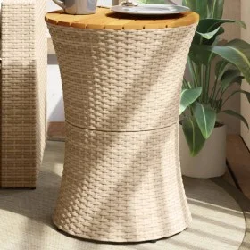 Mesa de jardín forma de tambor ratán sintético y madera beige de vidaXL, Mesas de jardín - Ref: Foro24-368298, Precio: 79,64 ...