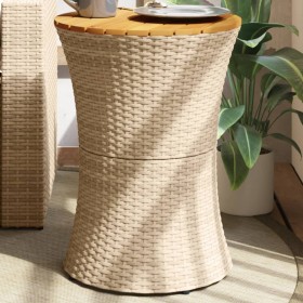 Trommelförmiger Gartentisch aus synthetischem Rattan und beigem Holz von vidaXL, Gartentische - Ref: Foro24-368298, Preis: 70...