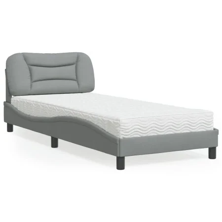 Bed with light gray fabric mattress 90x200 cm by vidaXL, Beds and slatted bases - Ref: Foro24-3208506, Price: 281,13 €, Disco...