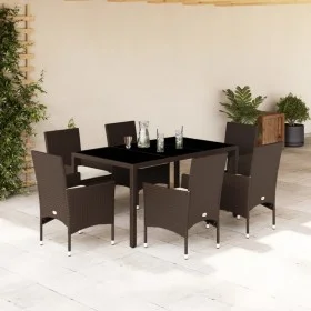 7-piece garden dining set with brown PE rattan cushions by vidaXL, Garden sets - Ref: Foro24-3278552, Price: 541,00 €, Discou...