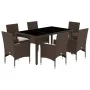 7-piece garden dining set with brown PE rattan cushions by vidaXL, Garden sets - Ref: Foro24-3278552, Price: 541,00 €, Discou...