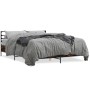 Engineered wood bed frame metal smoked oak 150x200cm by vidaXL, Beds and slatted bases - Ref: Foro24-3280049, Price: 140,02 €...