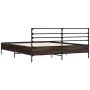 Engineered wood bed frame metal smoked oak 150x200cm by vidaXL, Beds and slatted bases - Ref: Foro24-3280049, Price: 140,02 €...