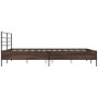 Engineered wood bed frame oak brown metal 160x200 cm by vidaXL, Beds and slatted bases - Ref: Foro24-3280056, Price: 151,48 €...