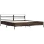 Estructura cama madera ingeniería metal marrón roble 180x200 cm de vidaXL, Camas y somieres - Ref: Foro24-3280061, Precio: 15...