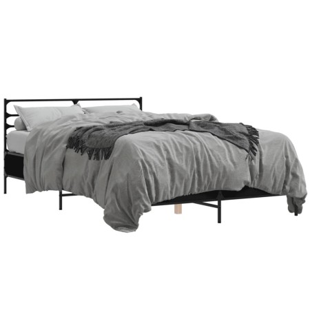 Estructura de cama madera de ingeniería y metal negro 140x190cm de vidaXL, Camas y somieres - Ref: Foro24-3280077, Precio: 13...