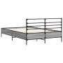 Sonoma gray metal engineered wood bed frame 140x190 cm by vidaXL, Beds and slatted bases - Ref: Foro24-3280080, Price: 140,06...