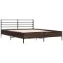 Engineered wood bed frame metal smoked oak 160x200cm by vidaXL, Beds and slatted bases - Ref: Foro24-3280054, Price: 144,27 €...