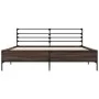 Estructura cama madera ingeniería metal roble ahumado 160x200cm de vidaXL, Camas y somieres - Ref: Foro24-3280054, Precio: 14...