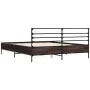 Engineered wood bed frame metal smoked oak 160x200cm by vidaXL, Beds and slatted bases - Ref: Foro24-3280054, Price: 144,27 €...