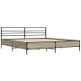 Sonoma oak metal engineered wood bed frame 200x200 cm by vidaXL, Beds and slatted bases - Ref: Foro24-3280063, Price: 154,58 ...