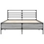 Sonoma gray metal engineered wood bed frame 135x190 cm by vidaXL, Beds and slatted bases - Ref: Foro24-3280075, Price: 136,72...