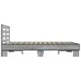 Sonoma gray metal engineered wood bed frame 140x200 cm by vidaXL, Beds and slatted bases - Ref: Foro24-3280105, Price: 152,10...