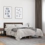 Oak brown metal engineered wood bed frame 120x200 cm by vidaXL, Beds and slatted bases - Ref: Foro24-3280111, Price: 144,39 €...