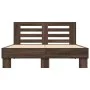 Estructura cama madera ingeniería metal marrón roble 120x200 cm de vidaXL, Camas y somieres - Ref: Foro24-3280111, Precio: 14...