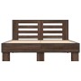 Oak brown metal engineered wood bed frame 120x200 cm by vidaXL, Beds and slatted bases - Ref: Foro24-3280111, Price: 144,39 €...