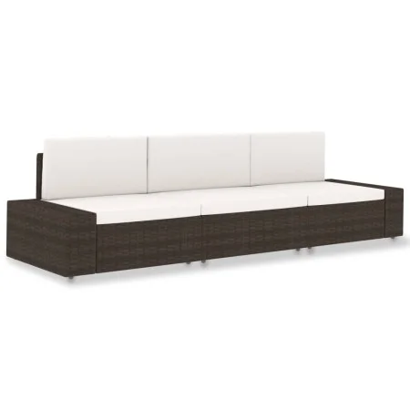 Brown Synthetic Rattan 3 Seater Sectional Sofa by vidaXL, Modular outdoor sofas - Ref: Foro24-49516, Price: 336,30 €, Discoun...
