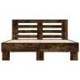 Engineered wood bed frame metal smoked oak 135x190cm by vidaXL, Beds and slatted bases - Ref: Foro24-3280124, Price: 140,23 €...