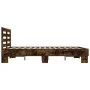 Estructura cama madera ingeniería metal roble ahumado 135x190cm de vidaXL, Camas y somieres - Ref: Foro24-3280124, Precio: 14...