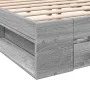 Sonoma gray engineered wood bed with drawers 200x200 cm by vidaXL, Beds and slatted bases - Ref: Foro24-3280725, Price: 177,4...