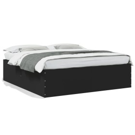 Black engineered wood bed frame 200x200 cm by vidaXL, Beds and slatted bases - Ref: Foro24-3280896, Price: 164,64 €, Discount: %
