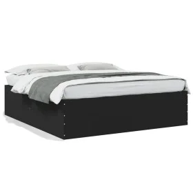 Black engineered wood bed frame 200x200 cm by vidaXL, Beds and slatted bases - Ref: Foro24-3280896, Price: 163,20 €, Discount: %