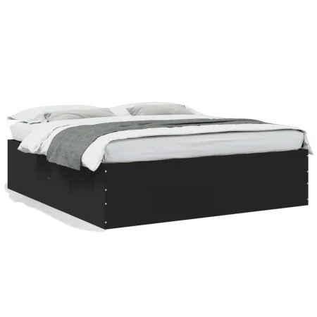 Estructura de cama madera de ingeniería negra 200x200 cm de vidaXL, Camas y somieres - Ref: Foro24-3280896, Precio: 163,19 €,...