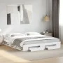 White engineered wood bed frame with drawers 180x200 cm by vidaXL, Beds and slatted bases - Ref: Foro24-3280727, Price: 173,1...