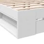 White engineered wood bed frame with drawers 180x200 cm by vidaXL, Beds and slatted bases - Ref: Foro24-3280727, Price: 173,1...