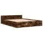 Smoked oak engineered wood bed with drawers 160x200 cm by vidaXL, Beds and slatted bases - Ref: Foro24-3280738, Price: 185,19...
