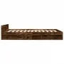 Smoked oak engineered wood bed with drawers 160x200 cm by vidaXL, Beds and slatted bases - Ref: Foro24-3280738, Price: 185,19...