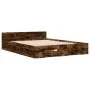 Smoked oak engineered wood bed with drawers 140x200 cm by vidaXL, Beds and slatted bases - Ref: Foro24-3280752, Price: 187,42...