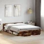 Smoked oak engineered wood bed with drawers 140x200 cm by vidaXL, Beds and slatted bases - Ref: Foro24-3280752, Price: 187,42...
