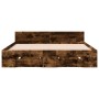 Smoked oak engineered wood bed with drawers 140x200 cm by vidaXL, Beds and slatted bases - Ref: Foro24-3280752, Price: 190,70...