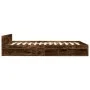 Smoked oak engineered wood bed with drawers 140x200 cm by vidaXL, Beds and slatted bases - Ref: Foro24-3280752, Price: 187,42...