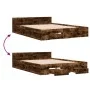 Smoked oak engineered wood bed with drawers 140x200 cm by vidaXL, Beds and slatted bases - Ref: Foro24-3280752, Price: 187,42...