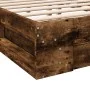 Smoked oak engineered wood bed with drawers 140x200 cm by vidaXL, Beds and slatted bases - Ref: Foro24-3280752, Price: 187,42...