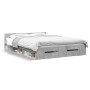 Concrete gray engineered wood bed with drawers 140x190 cm by vidaXL, Beds and slatted bases - Ref: Foro24-3280765, Price: 186...