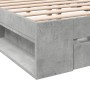 Betongraues Holzwerkstoffbett mit Schubladen 140x190 cm von vidaXL, Betten und Lattenroste - Ref: Foro24-3280765, Preis: 186,...