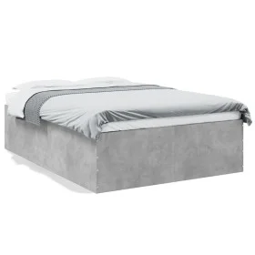 Concrete gray engineered wood bed frame 135x190cm by vidaXL, Beds and slatted bases - Ref: Foro24-3280947, Price: 136,58 €, D...